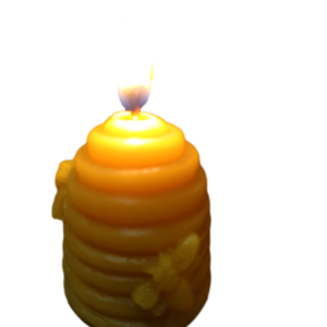 beeswax candle skep with bees alight 1